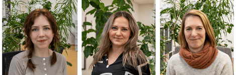 KI generiert: Das Bild zeigt zwei Frauen, die jeweils vor Pflanzen posieren und freundlich lächeln. Beide tragen unterschiedliche Kleidung und sind in einem Innenraum fotografiert.