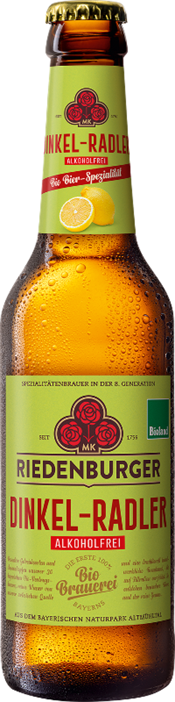 Produktfoto zu Riedenburger Dinkel Radler alkoholfrei 10x0,33l