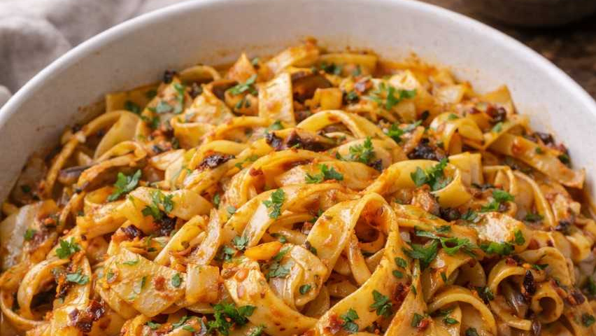 Rezeptbild für Tagliatelle mit pikantem Weißkohl