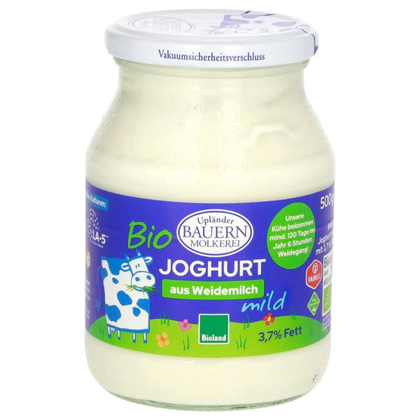 Produktfoto zu Joghurt natur 3,7% cremig gerührt Upländer Molkerei