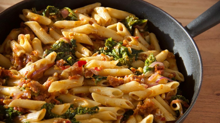 Rezeptbild für Penne mit Grünkohl (vegan)