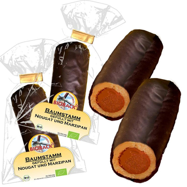 Produktfoto zu Baumstämme - Marzipan & Nougat Rolle vegan
