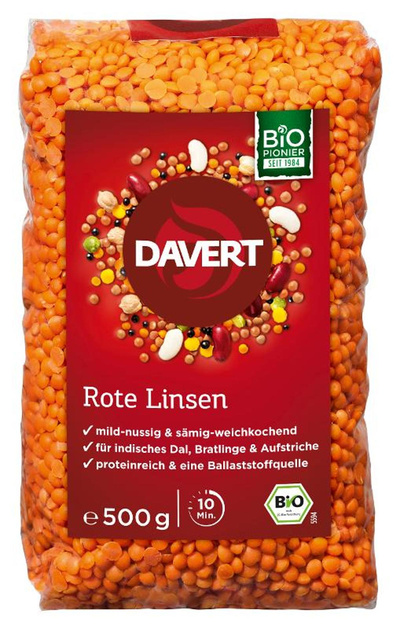 Produktfoto zu Davert Linsen rot, 8x500g