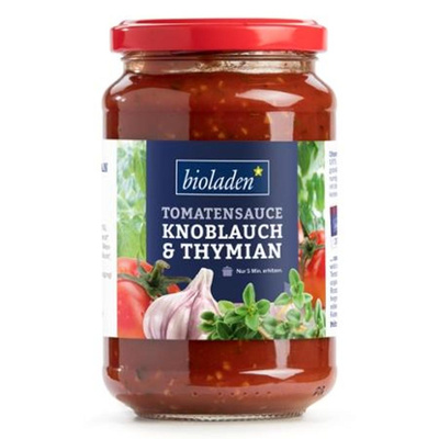 Produktfoto zu Tomatensauce Knoblauch Thymian bioladen