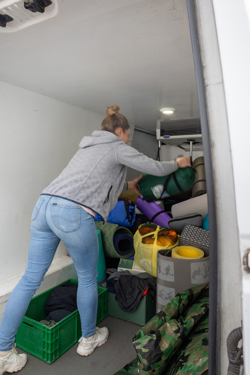 Übergabe Schlafsäcke