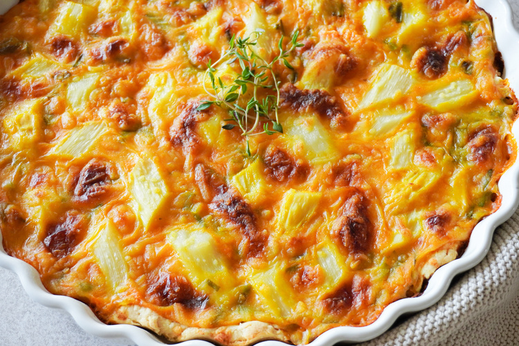 Vegane Spargel-Süßkartoffel-Quiche