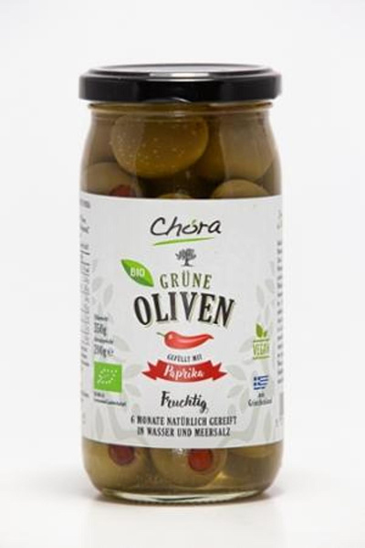 Produktfoto zu Grüne Oliven mit Paprika gefüllt