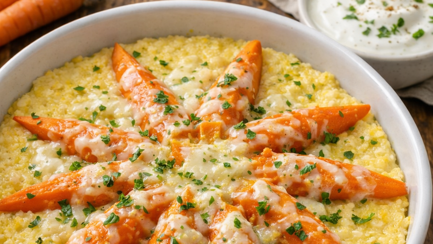 Rezeptbild für Polenta-Möhrenstern  mit Joghurt-Dip