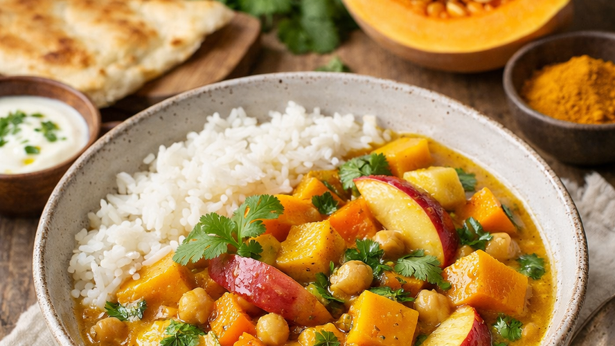 Rezeptbild für Kürbis-Apfel-Curry (vegan)