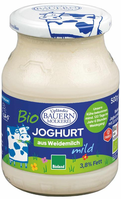 Produktfoto zu Joghurt natur 3,7% cremig gerührt Upländer Molkerei