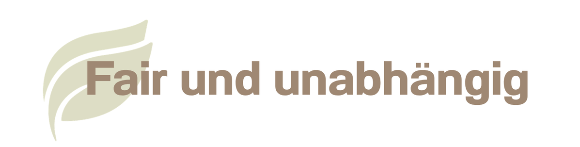 KI generiert: Das Bild zeigt ein Logo mit dem Text "Fair und unabhängig" in grüner Farbe.