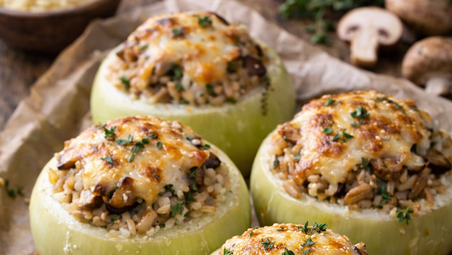 Rezeptbild für Kohlrabikörbchen mit Champignons