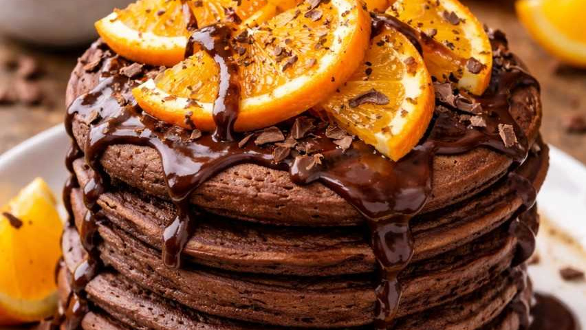 Rezeptbild für Schoko-Pancakes mit Orangen