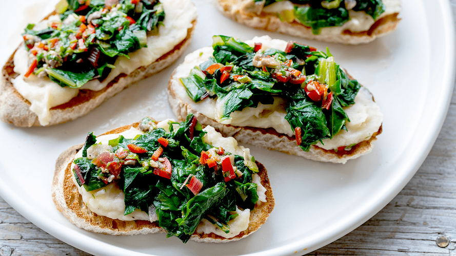 Rezeptbild für Crostini mit Mangold (vegan)