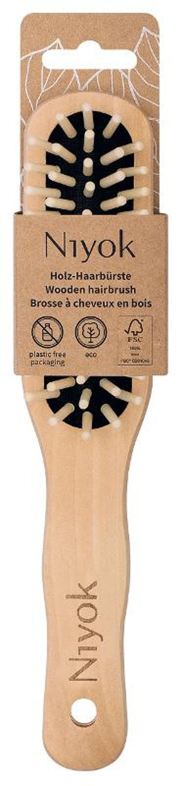 Produktfoto zu Haarbürste länglich mit Holznoppen