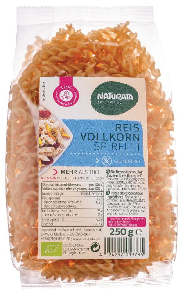 Produktfoto zu Reis Vollkorn Spirelli glutenfrei