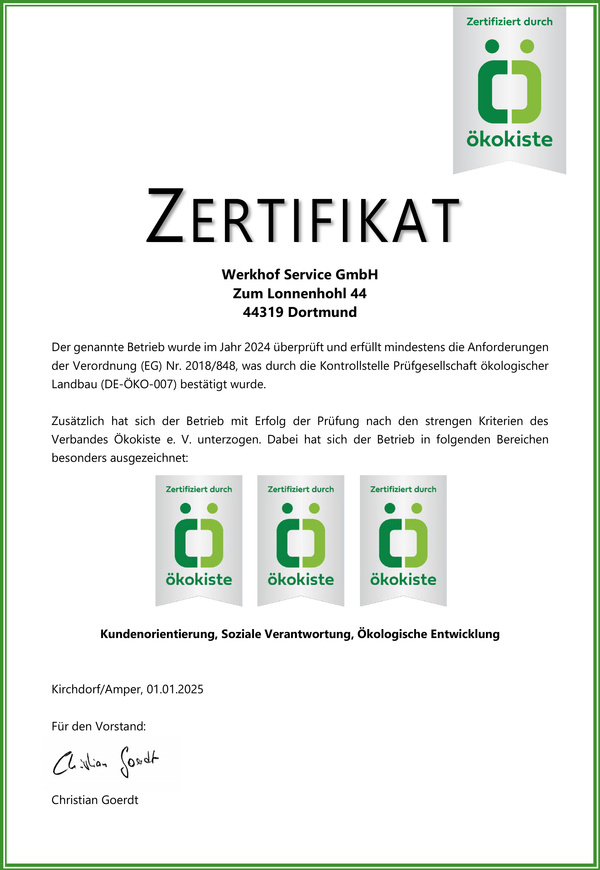 Zertifikat Ökokiste