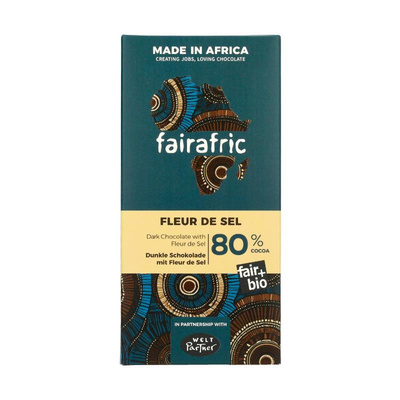 Produktfoto zu Zartbitterschokolade 80% & Fleur de Sel fairafric vegan