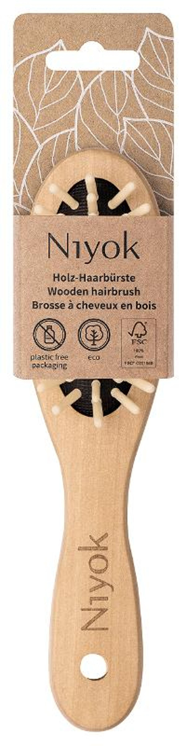 Produktfoto zu Haarbürste klein mit Holznoppen