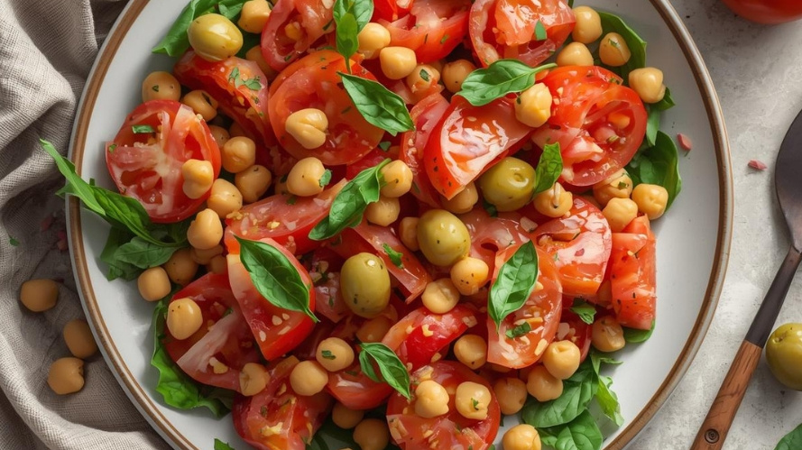 Rezeptbild für Tomatensalat mit Kichererbsen