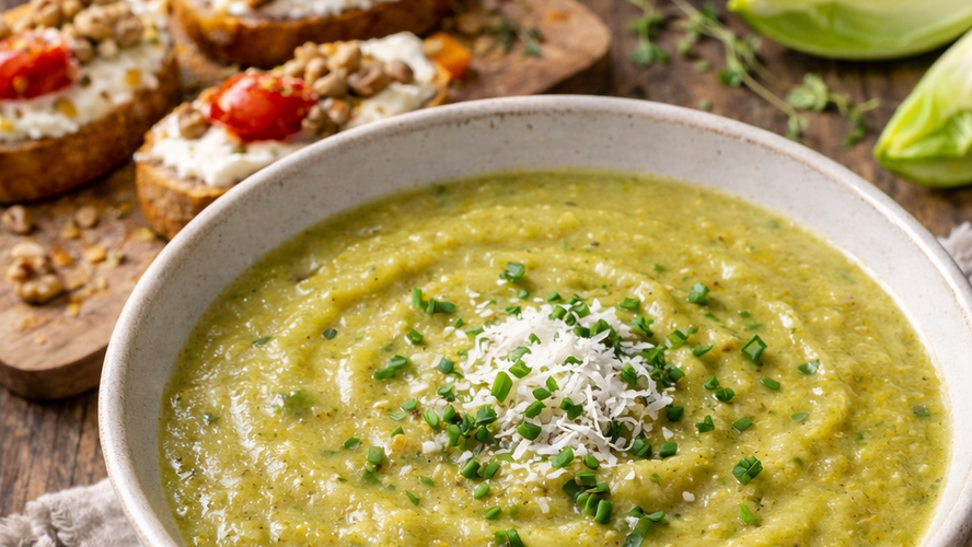 Rezeptbild für Endiviensuppe mit Ziegenkäse-Bruschetta