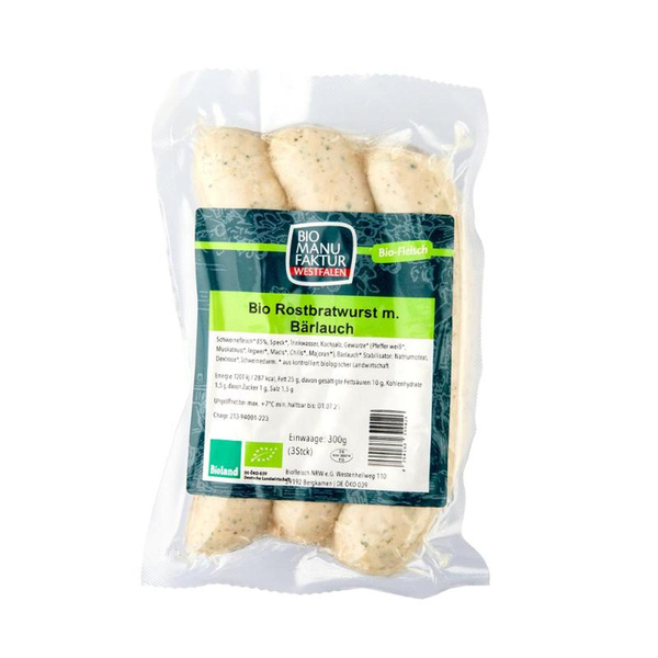 Produktfoto zu Rostbratwurst Bärlauch (3 Stk.) 300g