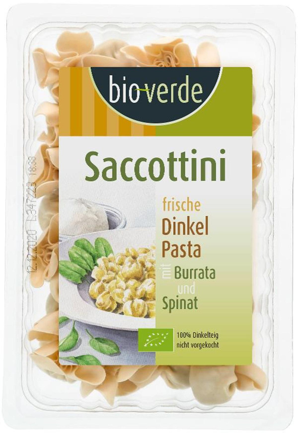 Produktfoto zu Dinkel Saccottini m. Burrata und Spinat