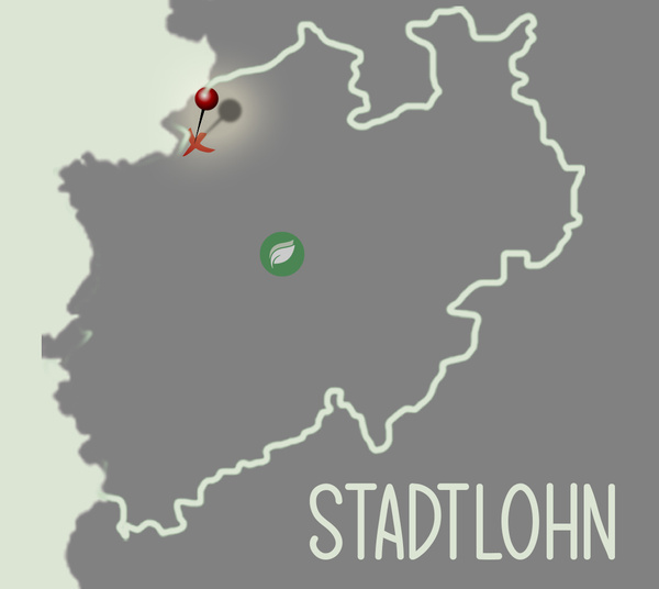 KI generiert: Eine Karte mit Markierung und dem Text "STADTLOHN".