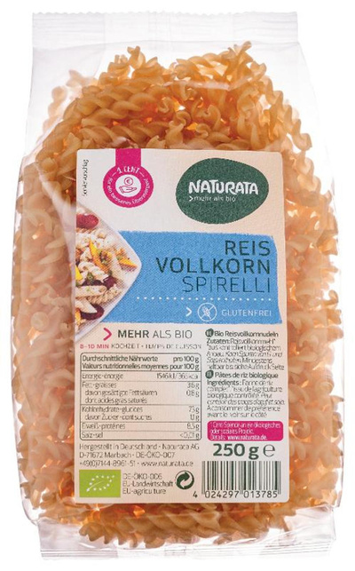 Produktfoto zu Reis Vollkorn Spirelli glutenfrei
