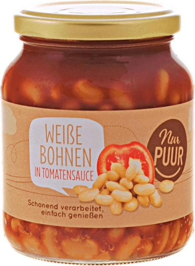 Produktfoto zu Weiße Bohnen in Tomatensauce im Glas