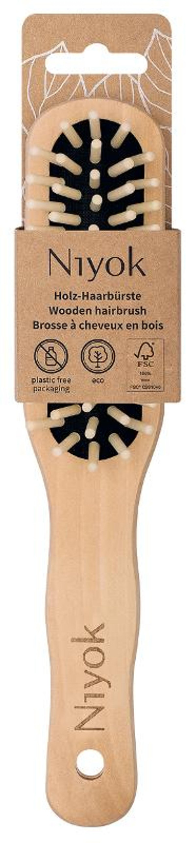 Produktfoto zu Haarbürste länglich mit Holznoppen