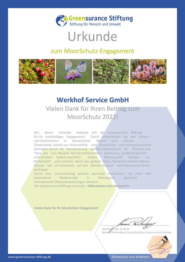 Urkunde Moorschutz