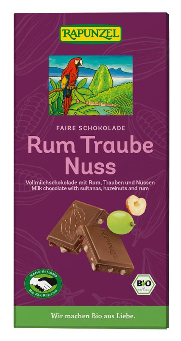 Produktfoto zu Rum-Trauben-Nuss Vollmilch Schokolade