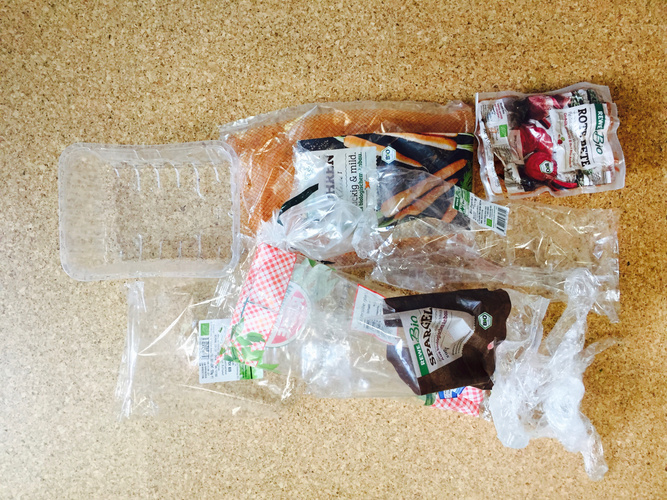 Gemüse in Plastik verpackt