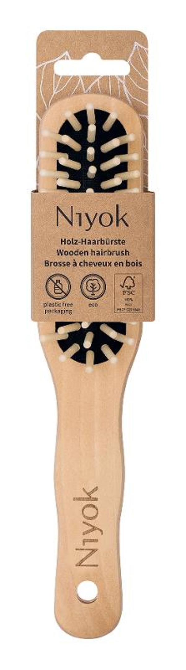 Produktfoto zu Haarbürste länglich mit Holznoppen